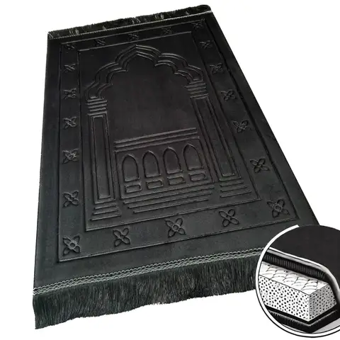 Memory Foam Prayer Mat Luxury Large Muslim Prayer Rug Padded Very Thick Janamaz Sajadah for Men Women for Eid Ramadan