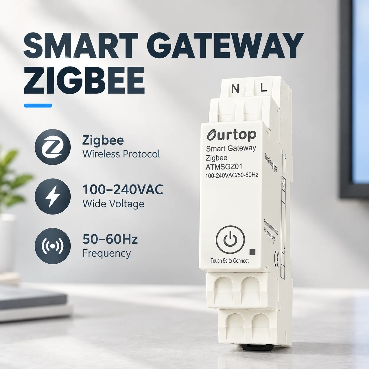 dinレール対応-zigbee-30-スマートゲートウェイ-ourtop-atmsgz01-ac100～240v-50-60hz-スマートホームハブ-ワイヤレスブリッジ-smart-lifeアプリ-alexa対応