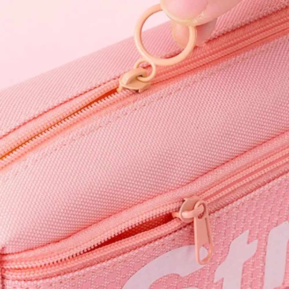 New Canvas Pencil Case Double Layer Large Capacity Pencil Box Cute Multi-function Pencil Bag Students