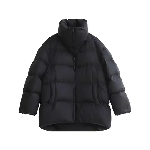 Women Long Down Jacket CHIC VEN Women Down Coats Long Sleeve New Soft Solid Lightweight Bread Down Jacket Female Warm Coat Lapel Outerwear Winter 2023