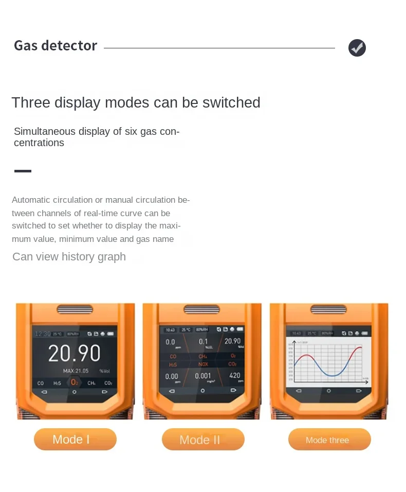 Six in one gas detector MS600SF-6H2SCO2NH3EX toxic and harmful gas alarm