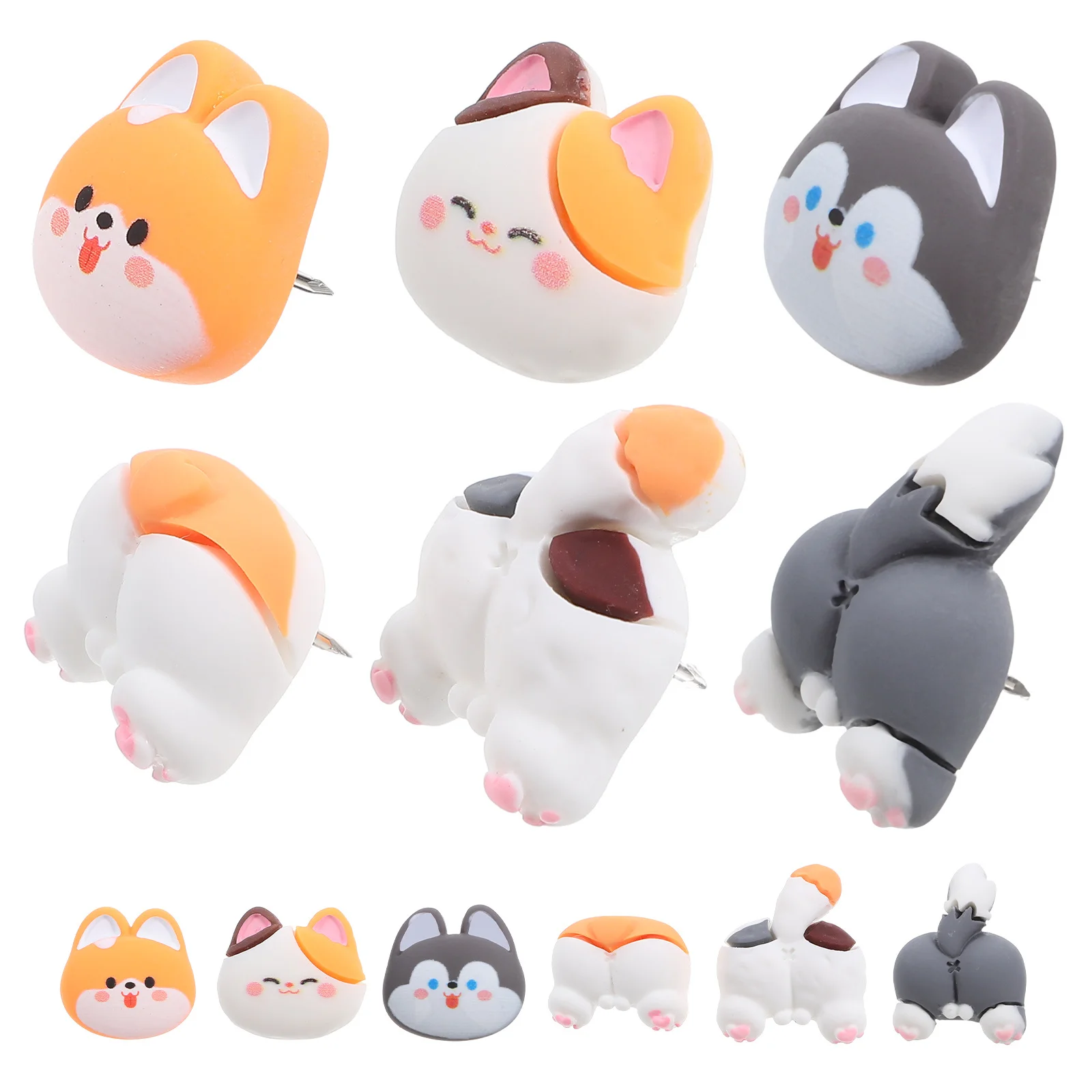 

30pcs Animal Push Pins Cute Resin Thumb Tacks For Cork Board Bulletin Wall Office Supplies Decorative Storage Box