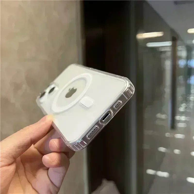 Para Magsafe funda de carga inalámbrica magnética para iPhone 15 14 13 12 11 Pro Max Mini XR X XS MAX 7 8 15 Plus contraportada a prueba de golpes