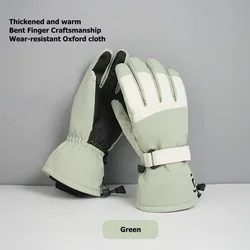 Guantes de esquí para hombres y mujeres, guantes de esquí para montar al aire libre, montañismo, terciopelo grueso, antisalpicaduras, pantalla táctil de agua, algodón cálido de invierno