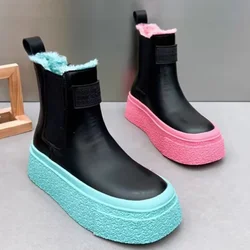 Flats Ankle Boots Snow Women Platform Shoes Winter Short Plush Warm Cotton Shoes Brand Luxury 2025 Trend New Chelsea Botas Mujer