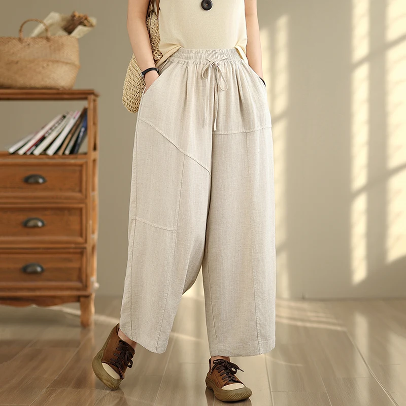 Lente Herfst Losse Slim Fit Casual Broek Elastische Taille Rechte Pijpen Katoenen Broek Dames Kleur Lange Broek