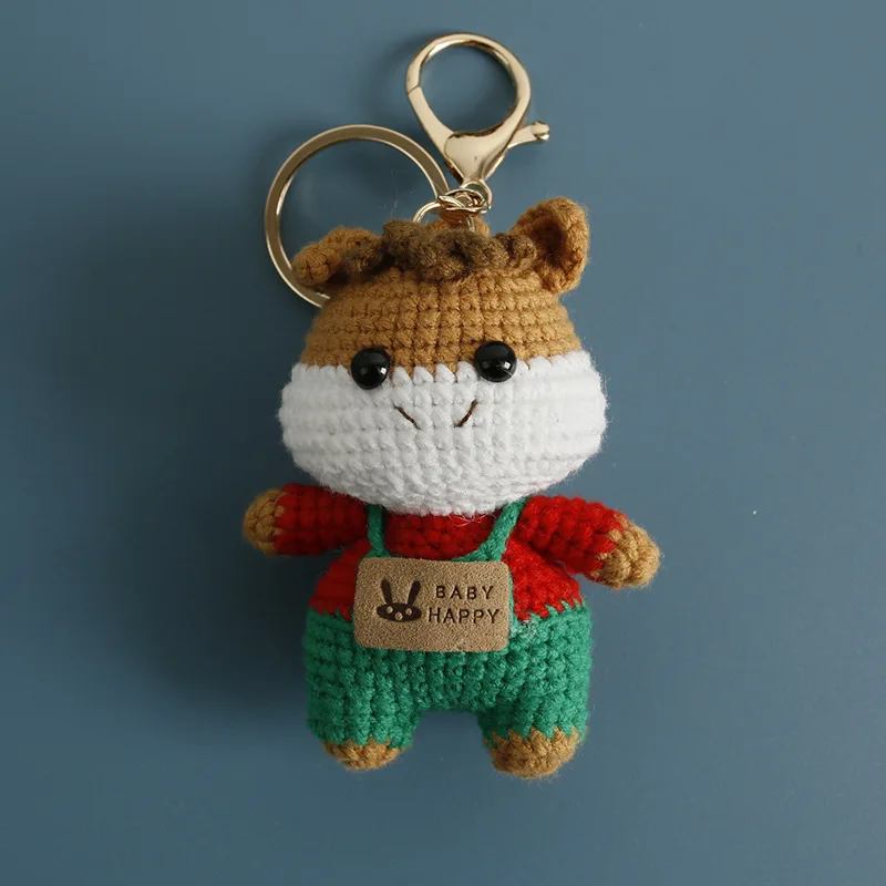 Gehäkelter Tier-Schlüsselanhänger, niedlicher handgewebter Anhänger, kreativer Mini-Stricktier-Schlüsselanhänger, Geschenk für Freunde – Detail 8