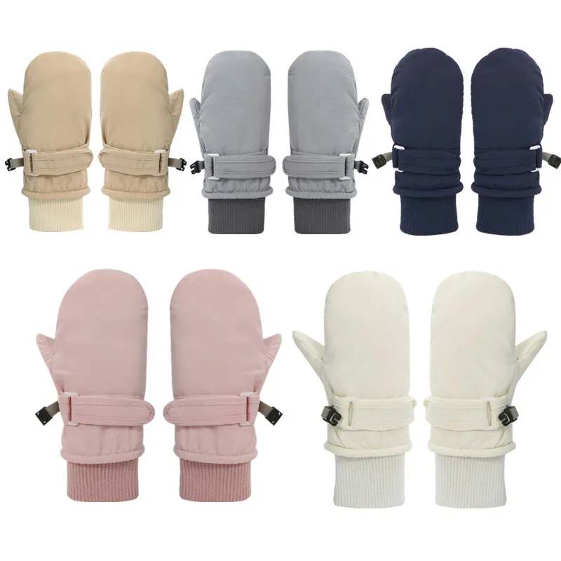 Waterproof Quick-dry Baby Boy Girl Sports Skiing Gloves Thicken Fleece Lining Winter Kids Thermal Gloves Full Finger Mittens