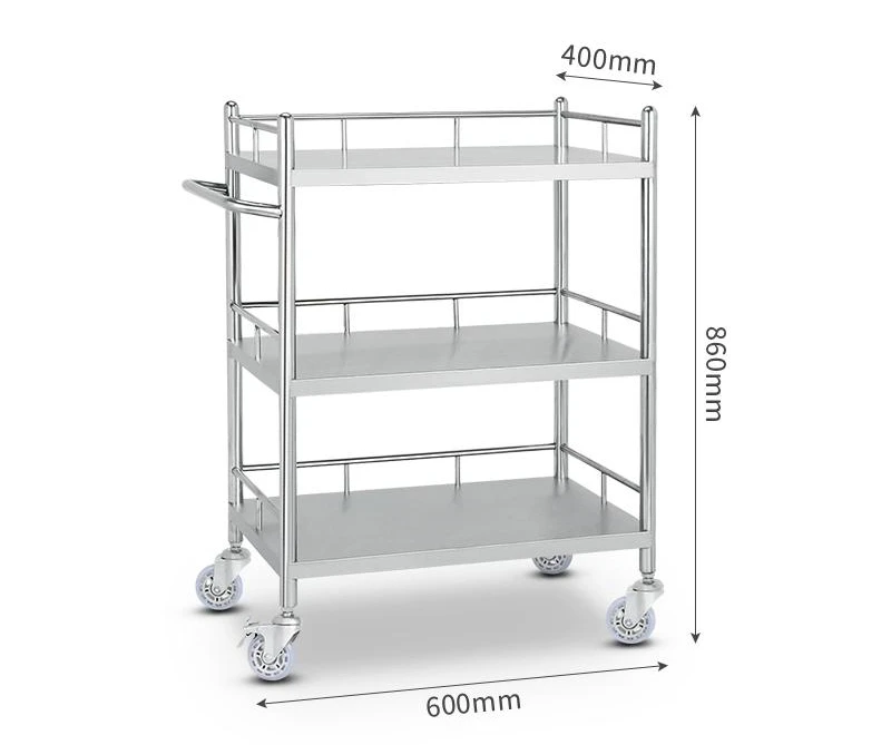 Stainless steel medical treatment car clinic trolley storage rack operating room instruments beauty mobile table