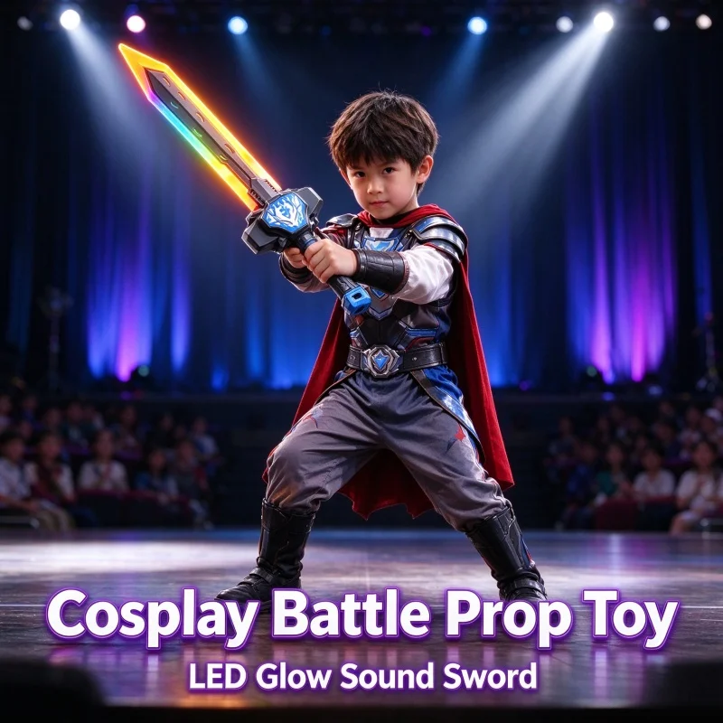 RGB Flash Light Up Sword Toy 2-in-1 Combine Design Plastic Battle Prop Kids Birthday Present