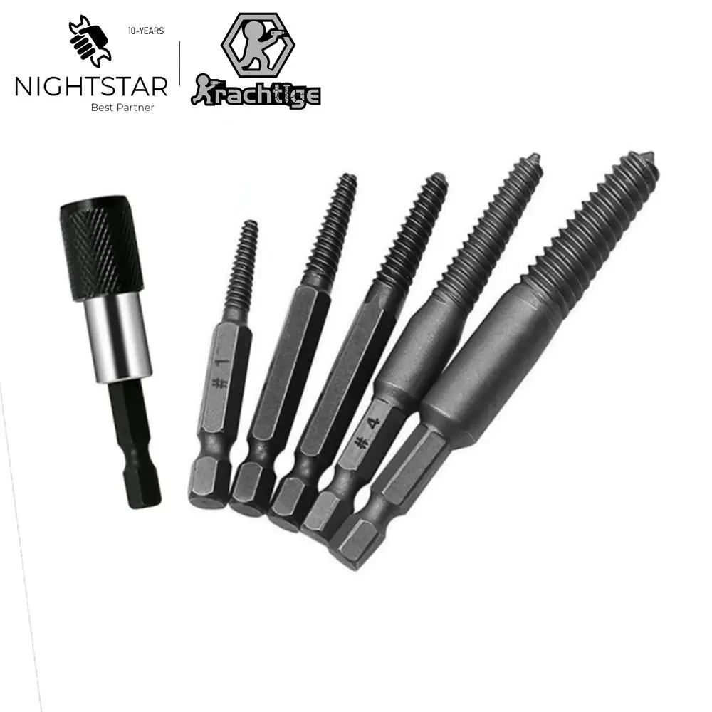 

Broken Bolt Extractor Bits Set Damaged Screw Remover Screw Stripped Outer Drilling Tool + 60mm Quick Release Extension Rod