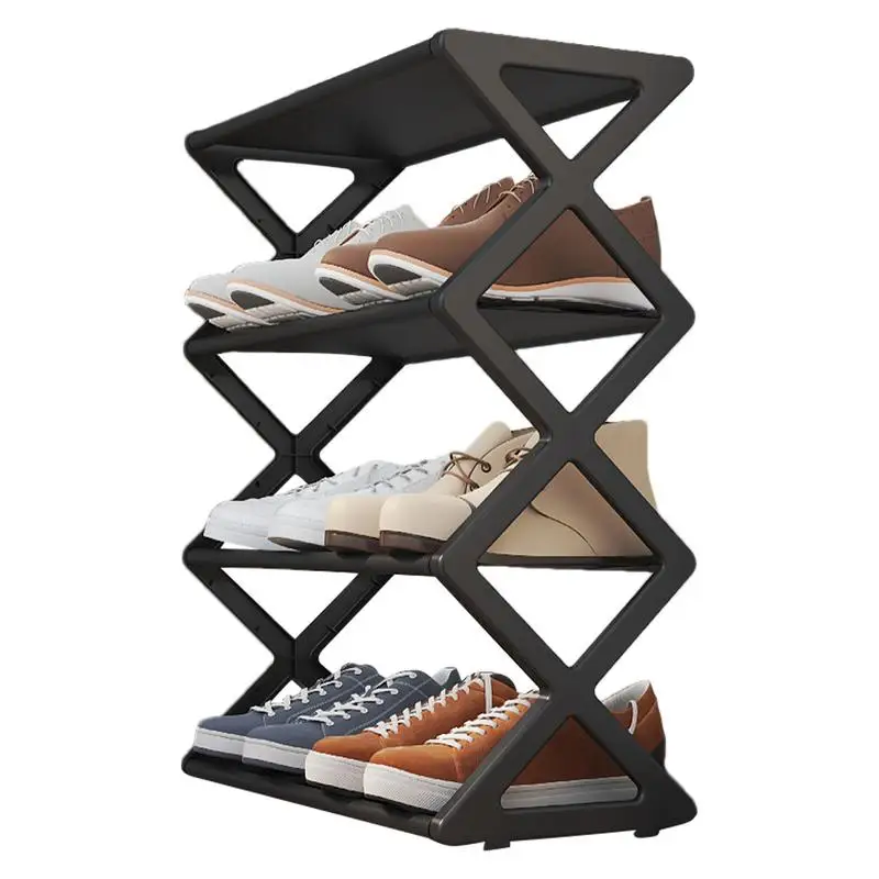 Shoes Box Non Foldable Sneaker Shoe Storage Organizers Box Multi Tier Stackable Dustproof Entryway Cabinet Shoe Rack Shelf