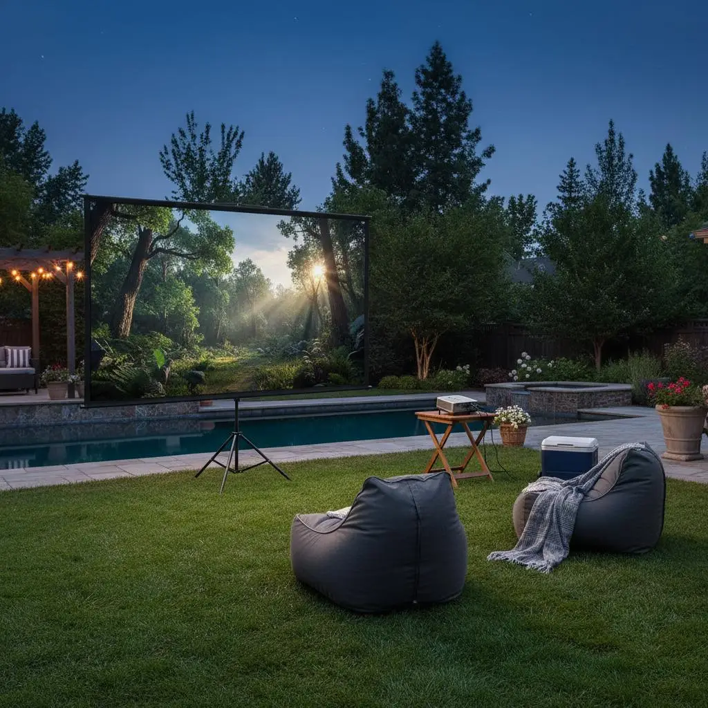 Projection Display Surface 100-inch 16:9 for Movie Night Home Cinema Office, 4K HD Visuals Wrinkle-Free Fabric Height Adjusta