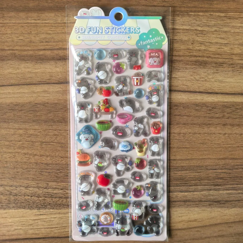 4 قطع من ملصقات الحيوانات الكريستالية المنقوشة ثلاثية الأبعاد - شارات زخرفية لطيفة لحقائب الظهر وحقائب القلم الرصاص وألعاب الأطفال متجر AnimeWorlds