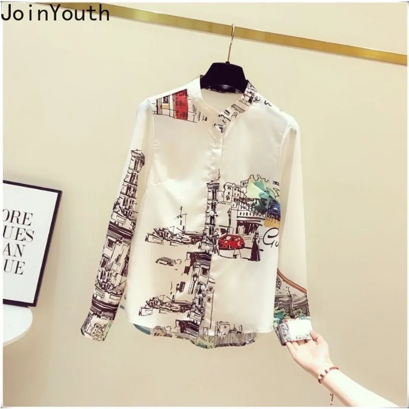 Long Sleeve Vintage Blouses for Women Print Chiffon Fashion Shirts 2024 Blusas Mujer De Moda Summer Loose Korean Blouse Tops