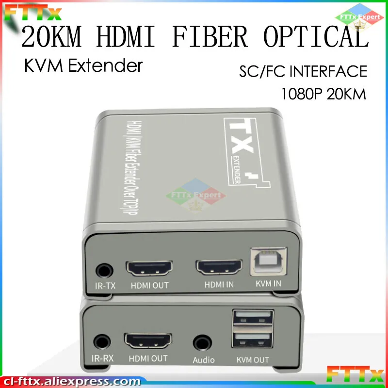 20Km HDMI KVM Fiber Extender Transceiver HDMI USB extender over SC Fiber Optical Cable HDMI to Fiber Video Transmitter Converter