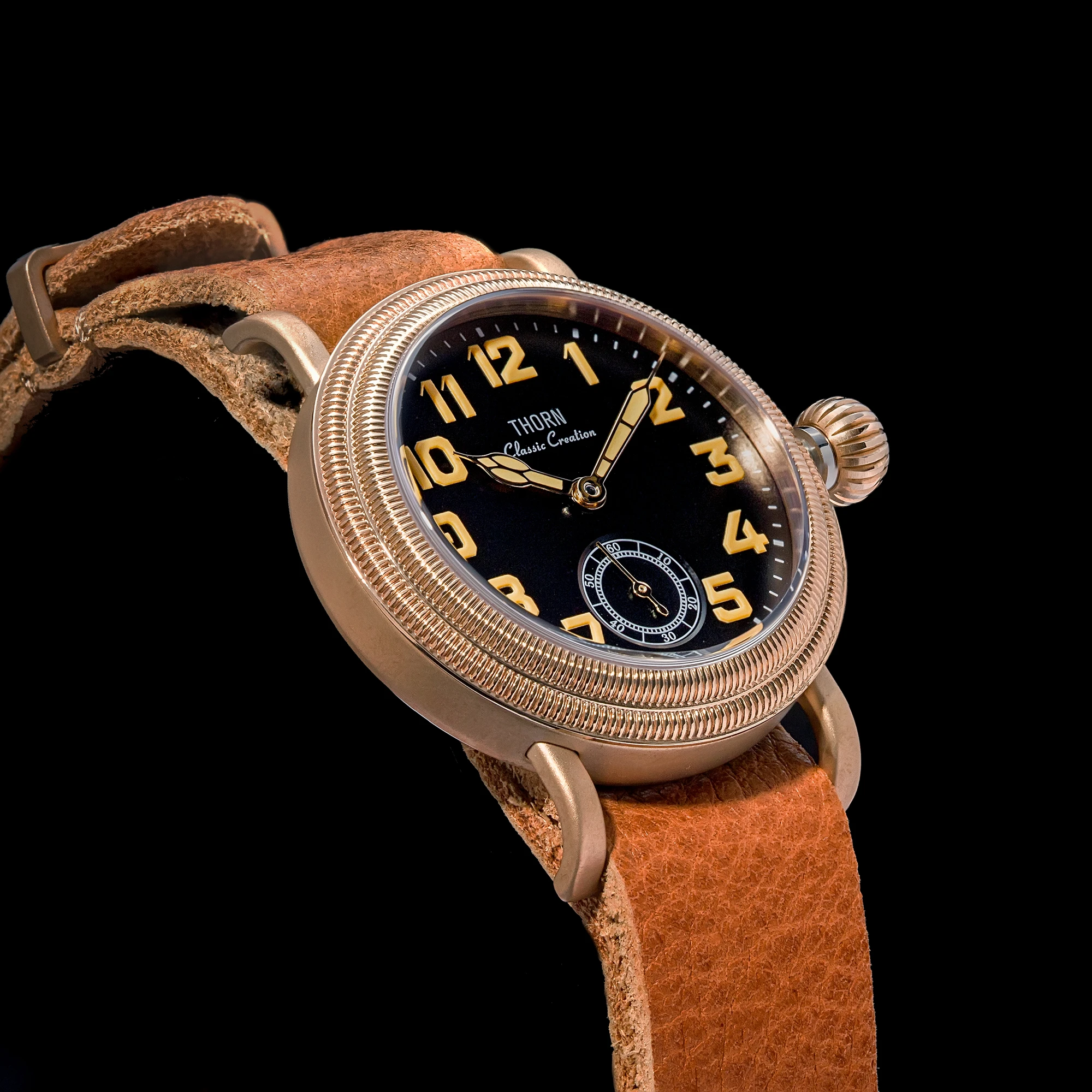 【T013】THORN Uhr 36 mm Durchmesser Vintage Fliegeruhr ST1700 Handaufzug Mechanische Uhrwerkuhr Schweizer Leuchtkraft – Detail 33