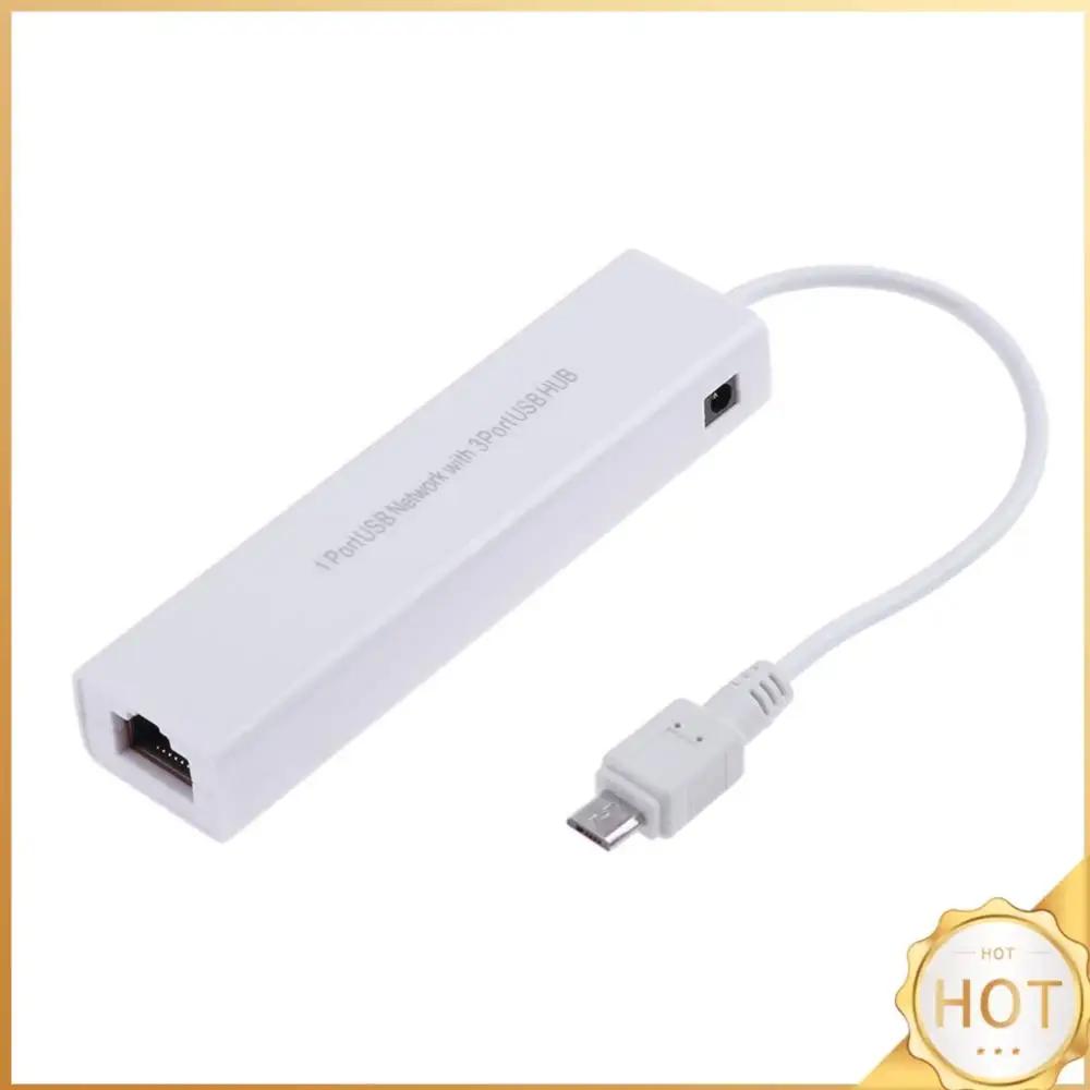 

OTG 3 Port USB 2.0 HUB 10/100MB Micro USB to RJ45 LAN Adapter Network Card