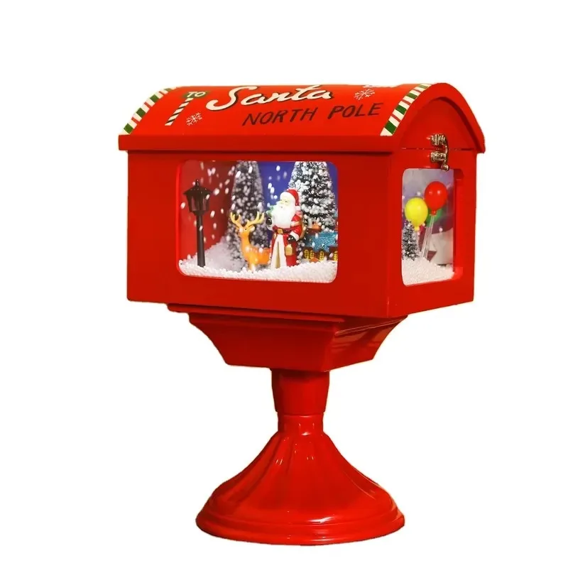 Simulation Snow Mini Mailbox Model Christmas Other Toys Christmas Decorations on Snow Table with Light Emitting Diode