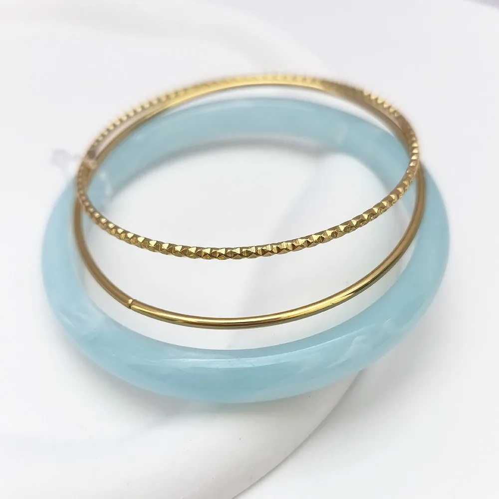 3 قطعة/المجموعة خمر الاكريليك لطخة أساور البوهيمي الراتنج بسيط جولة أساور فاسق الفولاذ المقاوم للصدأ الرجعية اليد الدائري النساء الرجال #1