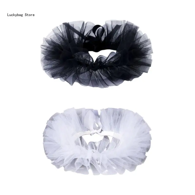 Victorian Ruffled Mesh Faux Collar Shawl for Festival and Formal Event