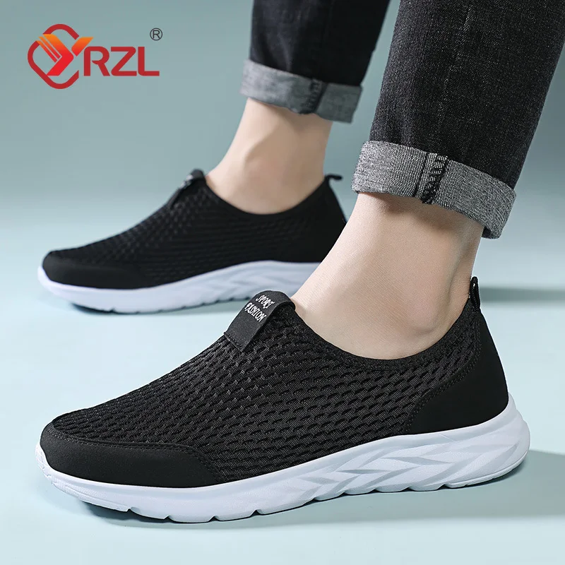 

YRZL Men Shoes Sneakers Brand Man Casual Flats Shoes Loafers Slip on Male Mesh Big Size 48 Breathable Spring Autumn Summer 2024