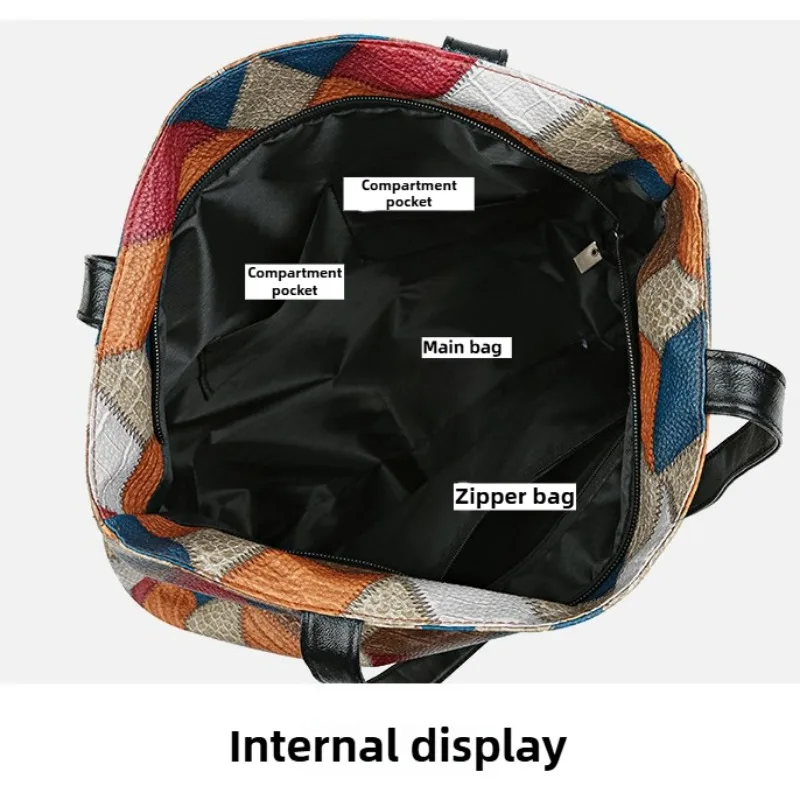 حقيبة يد عصرية للسيدات متعددة الاستخدامات ذات سعة كبيرة، حقيبة كتف مطابقة الألوان من البولي يوريثان، حقيبة ركاب، حقيبة أمي مطوية #4