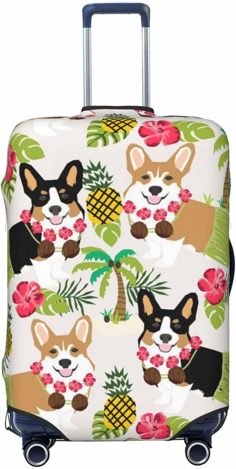 

Чехол для чемодана с тропическим гавайским принтом ананасов в стиле корги, моющийся, эластичный, модный, для путешествий