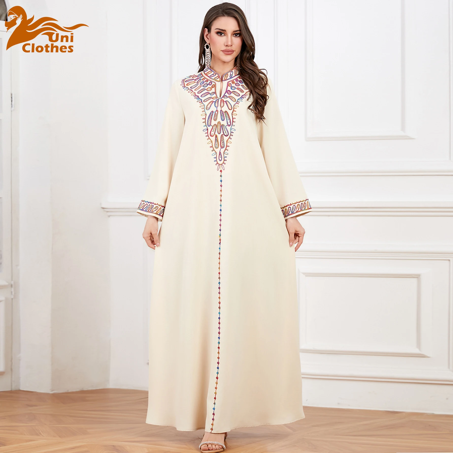 

UNI Eid Muslim Dresses Abaya for Women Party Dresses Embroidered Abaya Arab Robe Ramadan Turkiye Dubai Abayas Kaftan ﻿