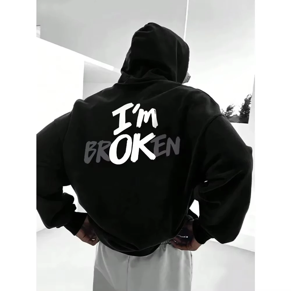 2026 New IM OK - Men's hooded sweatshirt oversized men's sportswear with graphic prints of Deadpool Hip Hop new collection