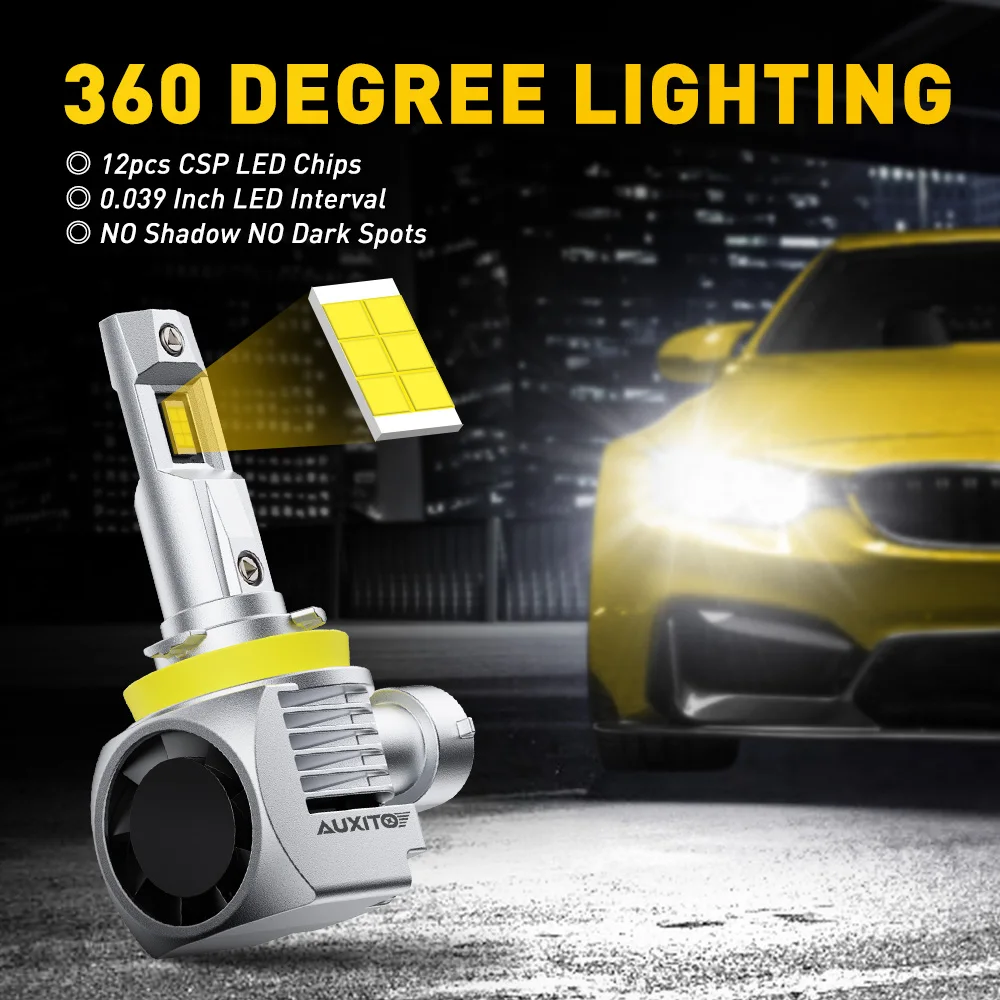 AUXITO 100W 20000lm LED 9005 HB3 Turbo Headlight Lamp Powerful Canbus Bulb 6000K Super Bright White Automotivo Ampoule 12V 2Pcs