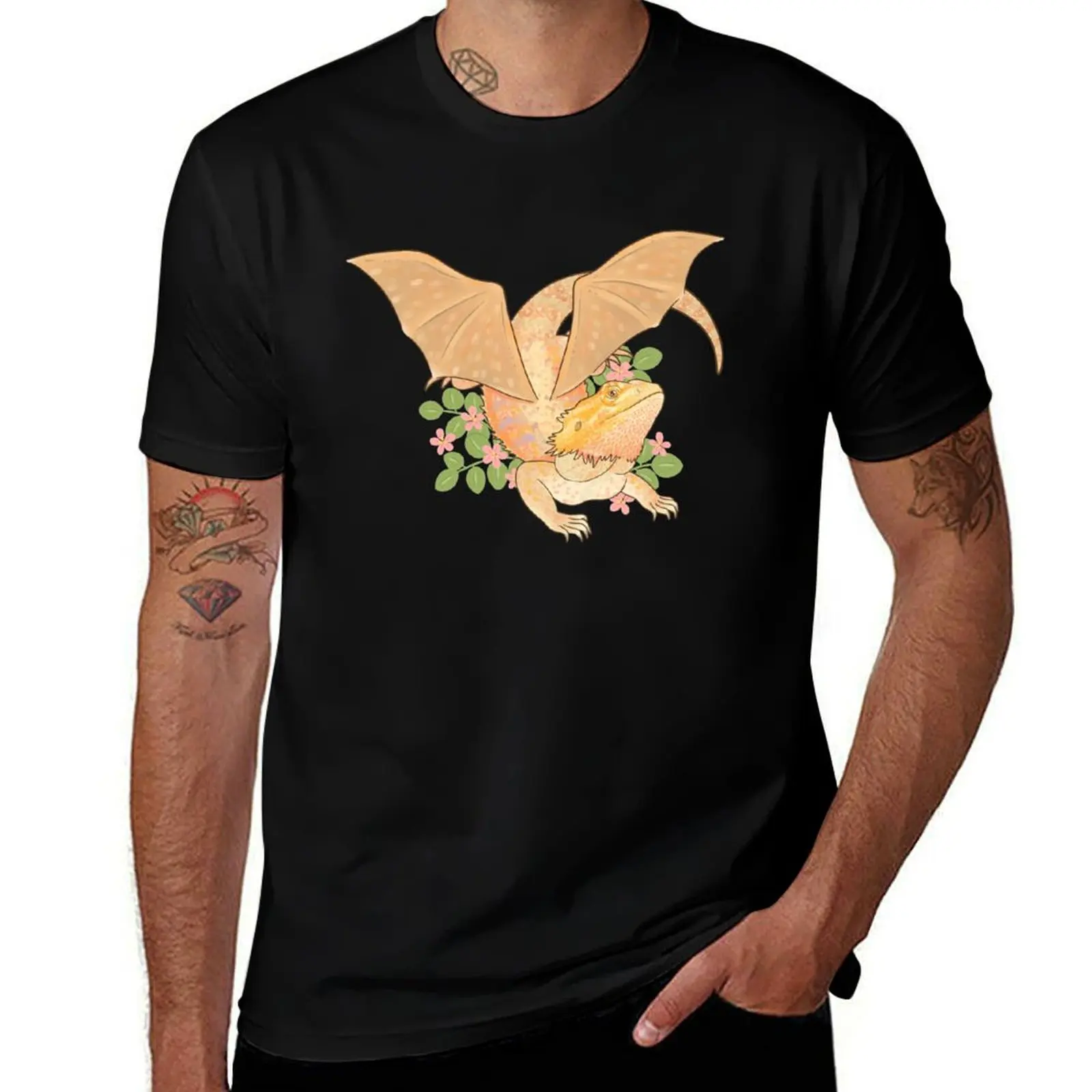 Bearded Dragon with Wings T-Shirt Work Basic Short Sleeve Top