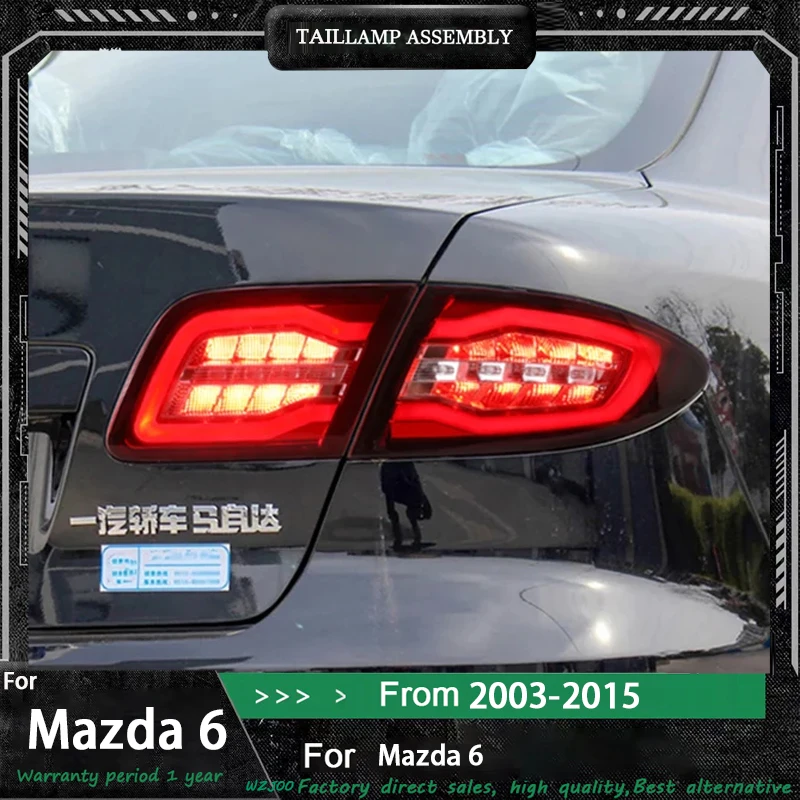 2 PCS Lamps For Mazda 6 Mazda6 2003-2015 Tail DRL Brake Lamp Turn Signal Modified LED Taillight Plug And Play Car Accessories