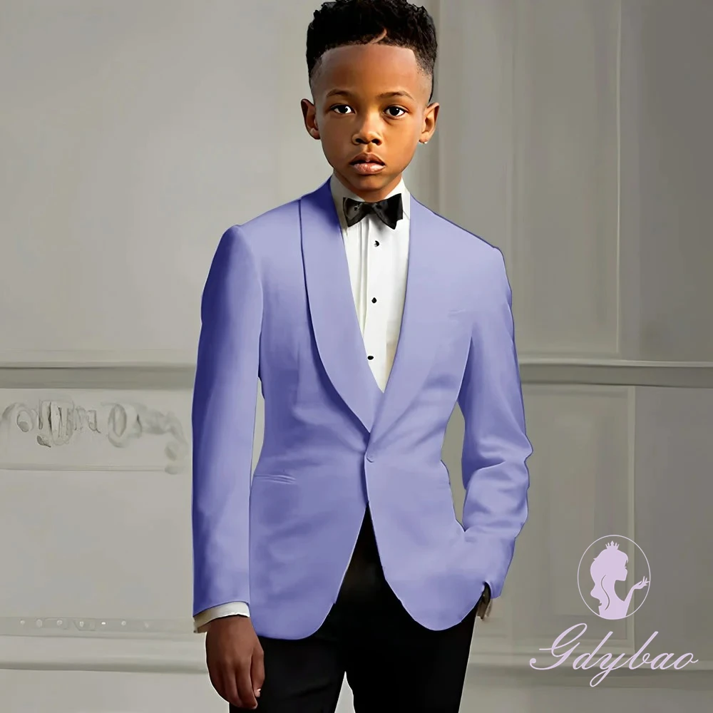 Custom White Boy's Suit Set 2 PC Jacket Black Pants Formal Shawl Lapel Kids Tuxedo Wedding Kids Birthday Party Performance Wear