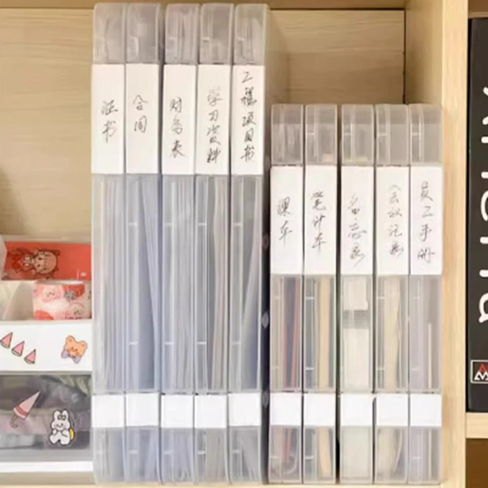 

A4 File Box Paper Organizers Holder Plastic Storage Box Magazine Protector with Buckle for Home Office School Supplies