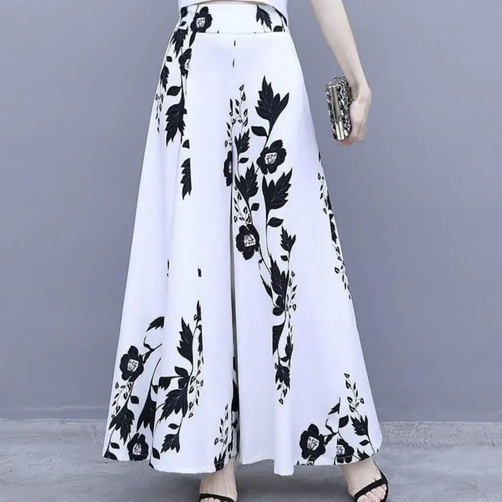 

Casual Deep Crotch Lady Trousers Straight Summer Pants Skirt Flower Print High Waist Summer Pants Skirt Clothing