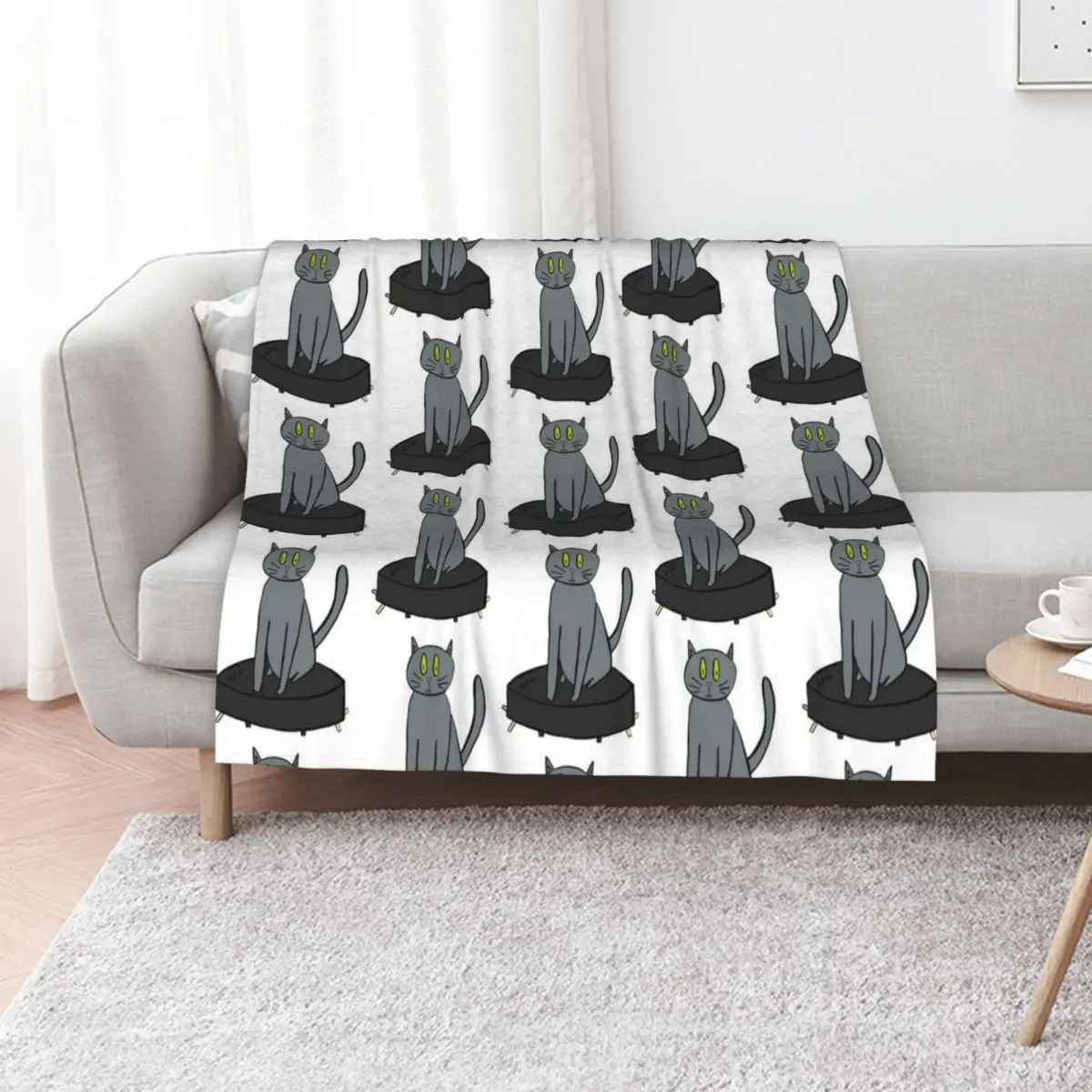 Roomba Cat Throw Blanket Polar Sofa Throw Warm bed plaid blankets ands blankets and throws Blankets