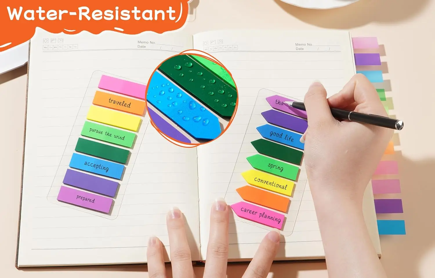 2000 قطعة من علامات الصفحة، 8 ألوان، علامات تبويب لاصقة شفافة وأعلام سهم، ملصقات فهرس لأجهزة الكمبيوتر المحمولة