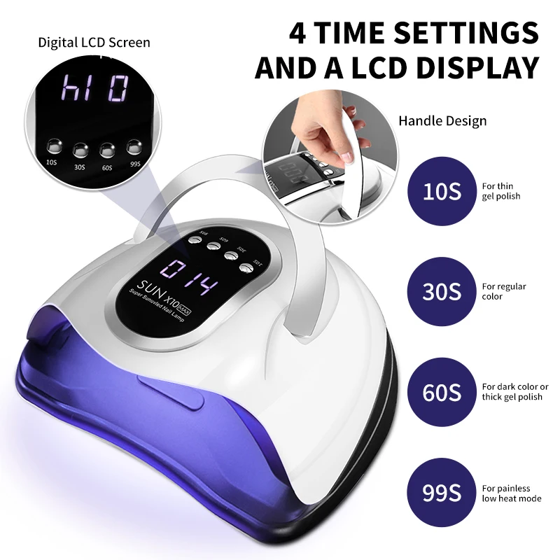 UV LED Light Dryer สําหรับเล็บเจล 4 การตั้งค่าตัวจับเวลา 45 ลูกปัดโคมไฟและหน้าจอ LCD, Auto Sensor, เล็บมืออาชีพ