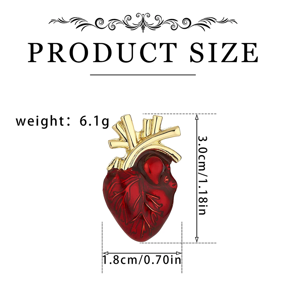 Hanresher الأحمر المينا القلب دبوس الطبية أمراض القلب تشريح بروش لعلم القلب معاطف للأطباء والممرضات شارة التلبيب مجوهرات هدايا