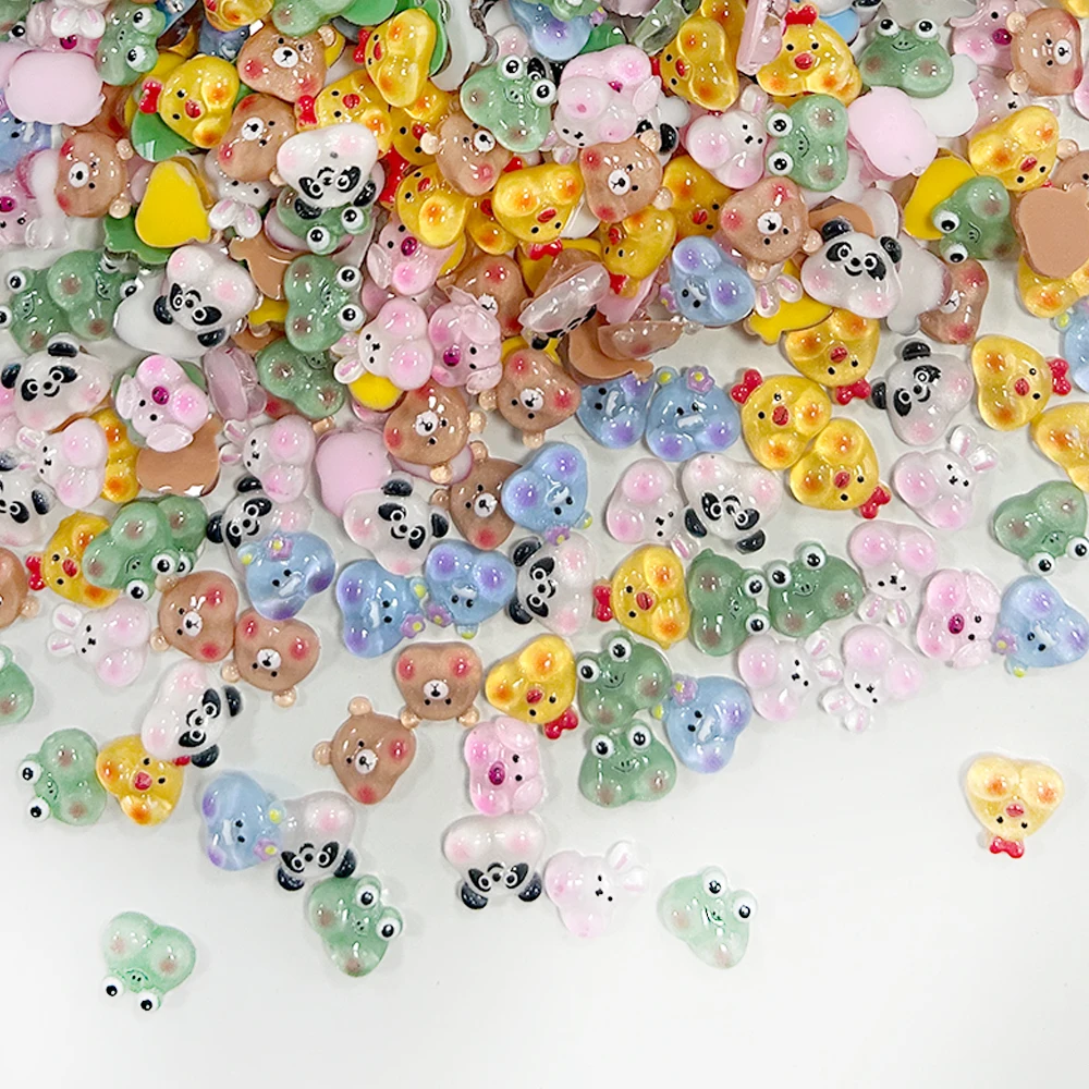 التعبير الحيوان الراتنج مسمار الفن سحر الكرتون لطيف الأذن الأرانب ، الضفدع ، الدب مسمار الزينة DIY بها بنفسك مانيكير الحرف