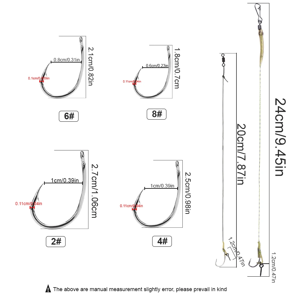 FTK 20CM/24CM 6PCS/PACK Leader Carp Fishing Hooks Hair Rigs With Line 2/4/6/8# Europe Feeder Group Carp Hook Accessories