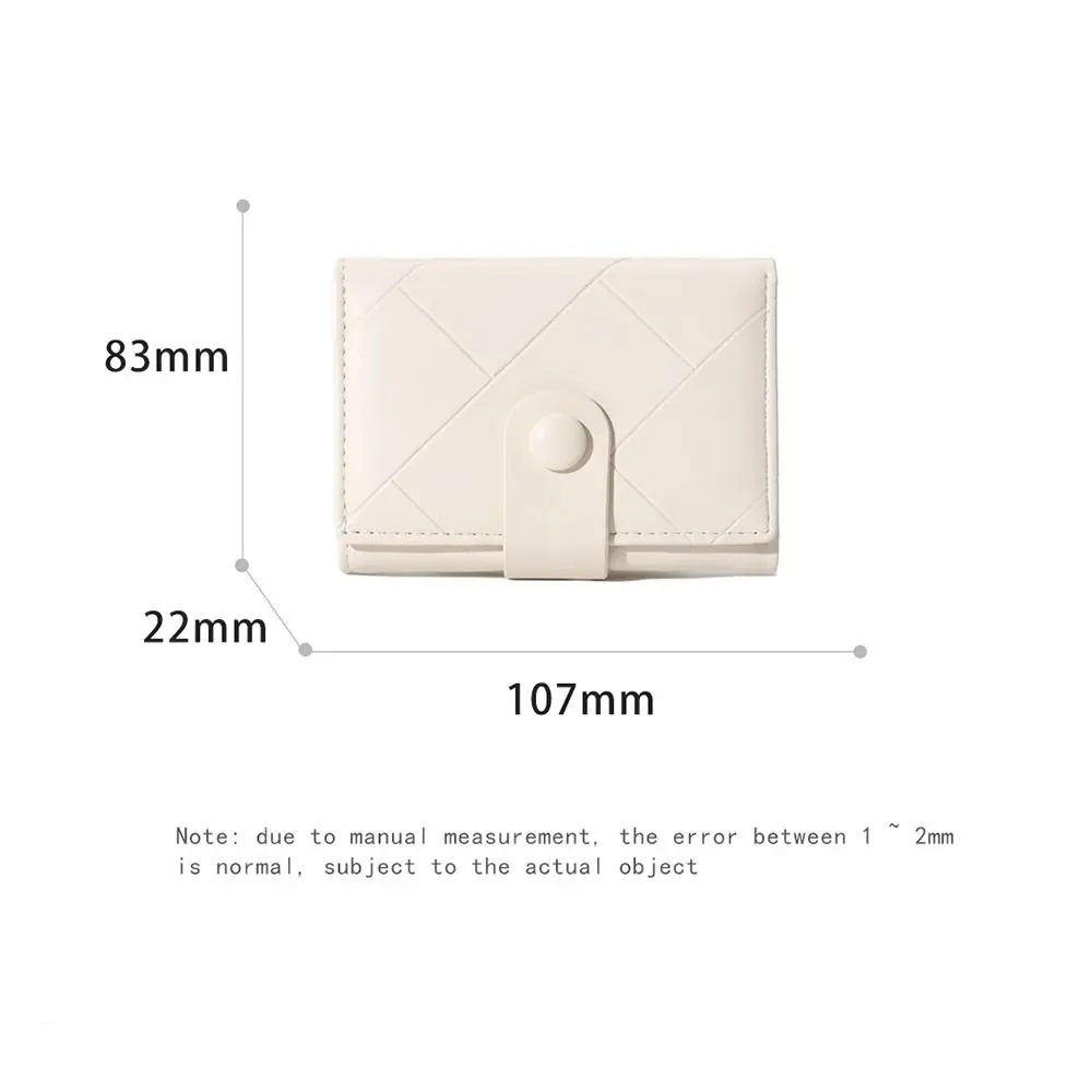 Cute PU Leather Women's Card Bag Triple Fold Portable Wallet Checkered Pattern Short Card Holder