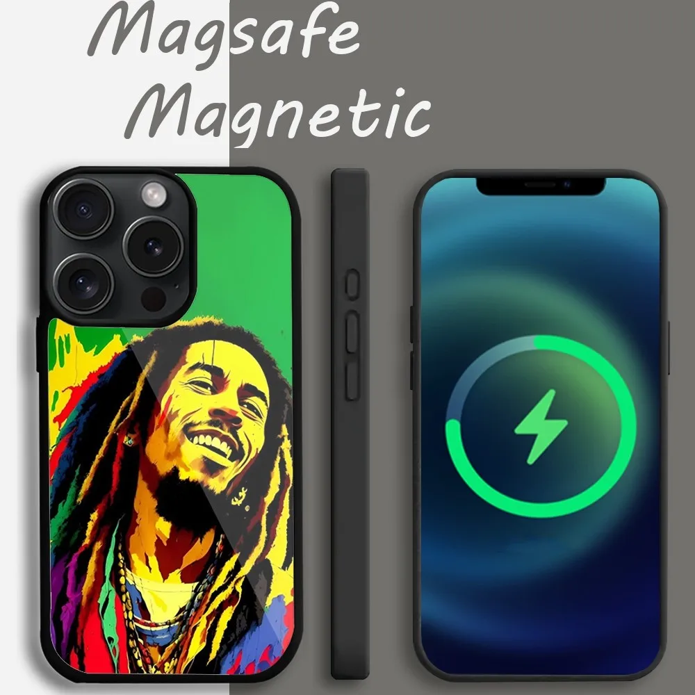 Bob Marley Singer  Phone Case For iPhone 15 14 13 12 11 Pro Max Plus Magsafe Magnetic Wireless Charging Cover