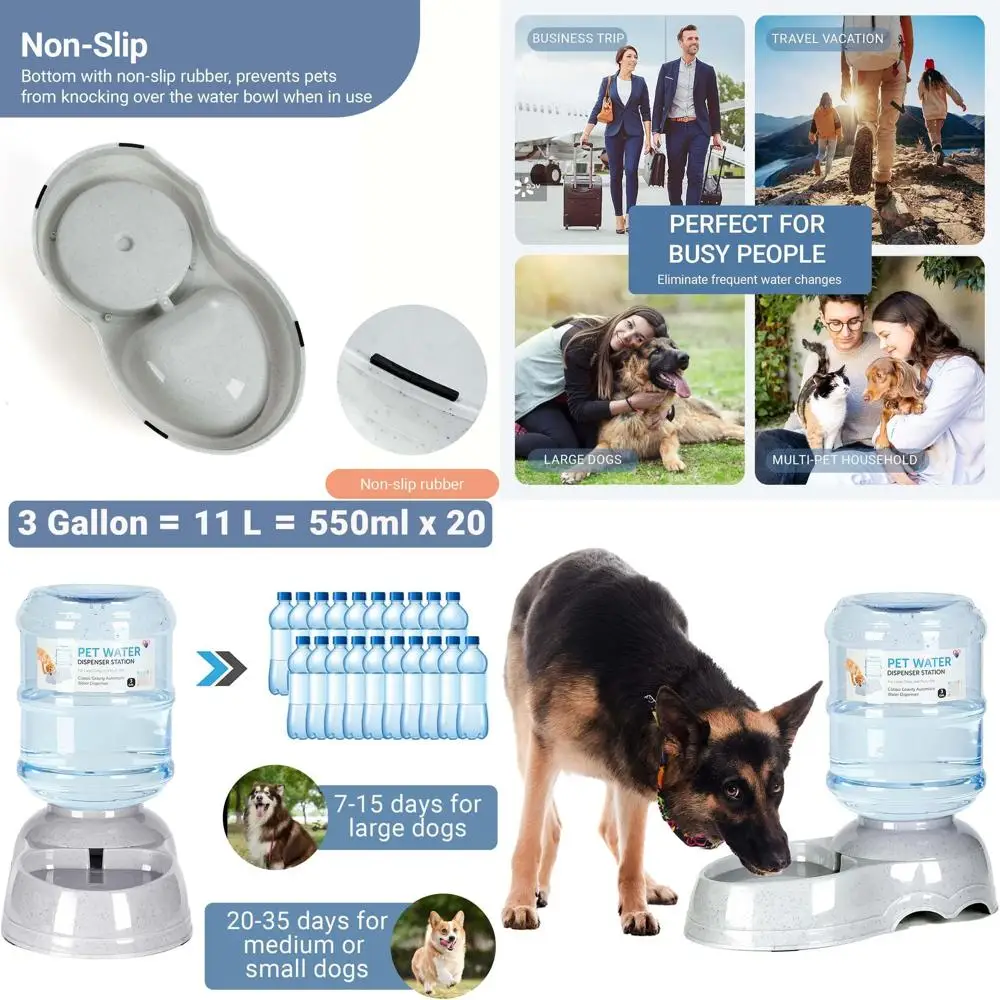

3-галлонная автоматическая поилка для домашних животных, поилка для больших собак и нескольких домашних животных, диспенсер без BPA