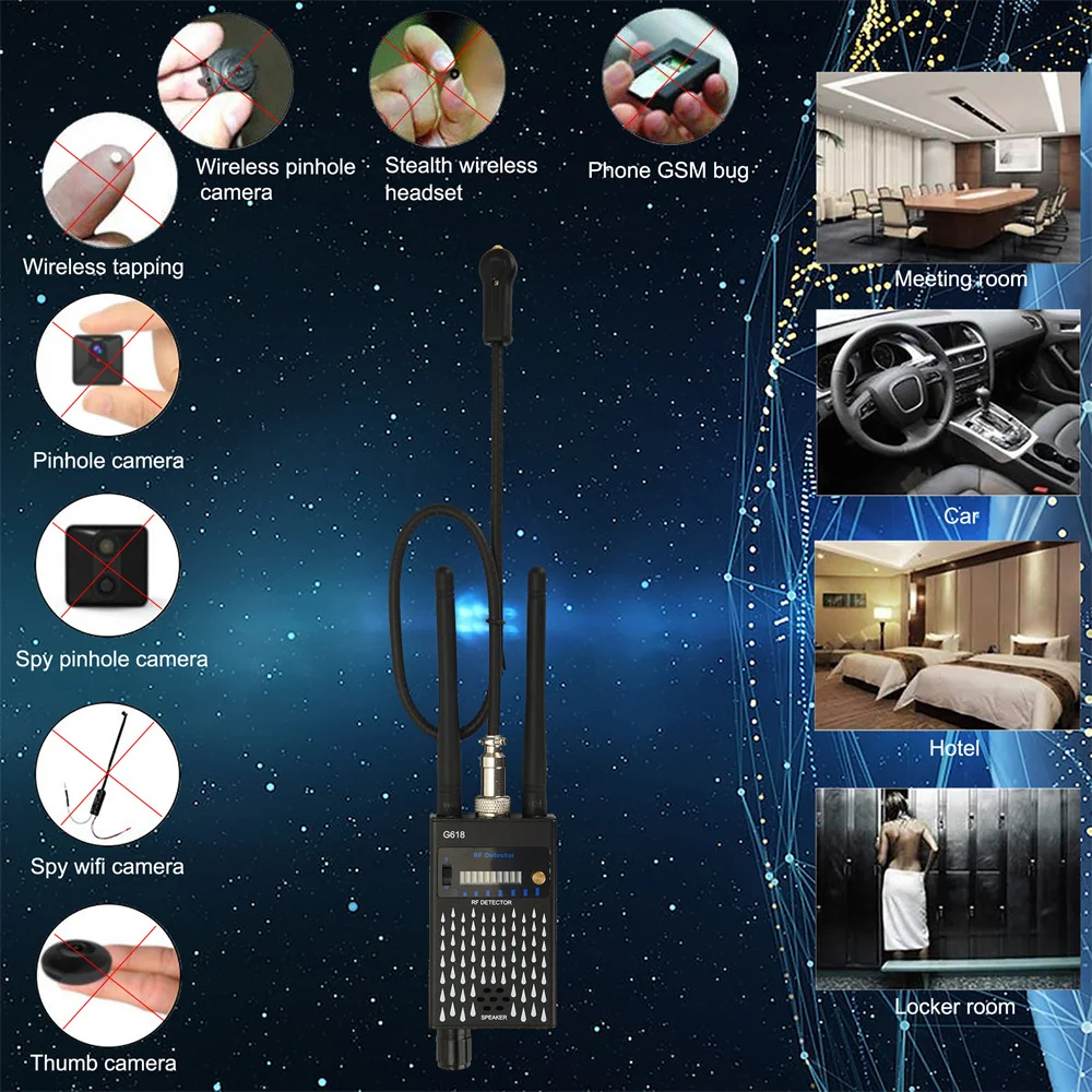 G618W Anti Spy Hidden Camera Wireless RF Signal Detector Bug GSM Listening GPS Tracker Locator Eavesdropping Device Scanner G318 view 3