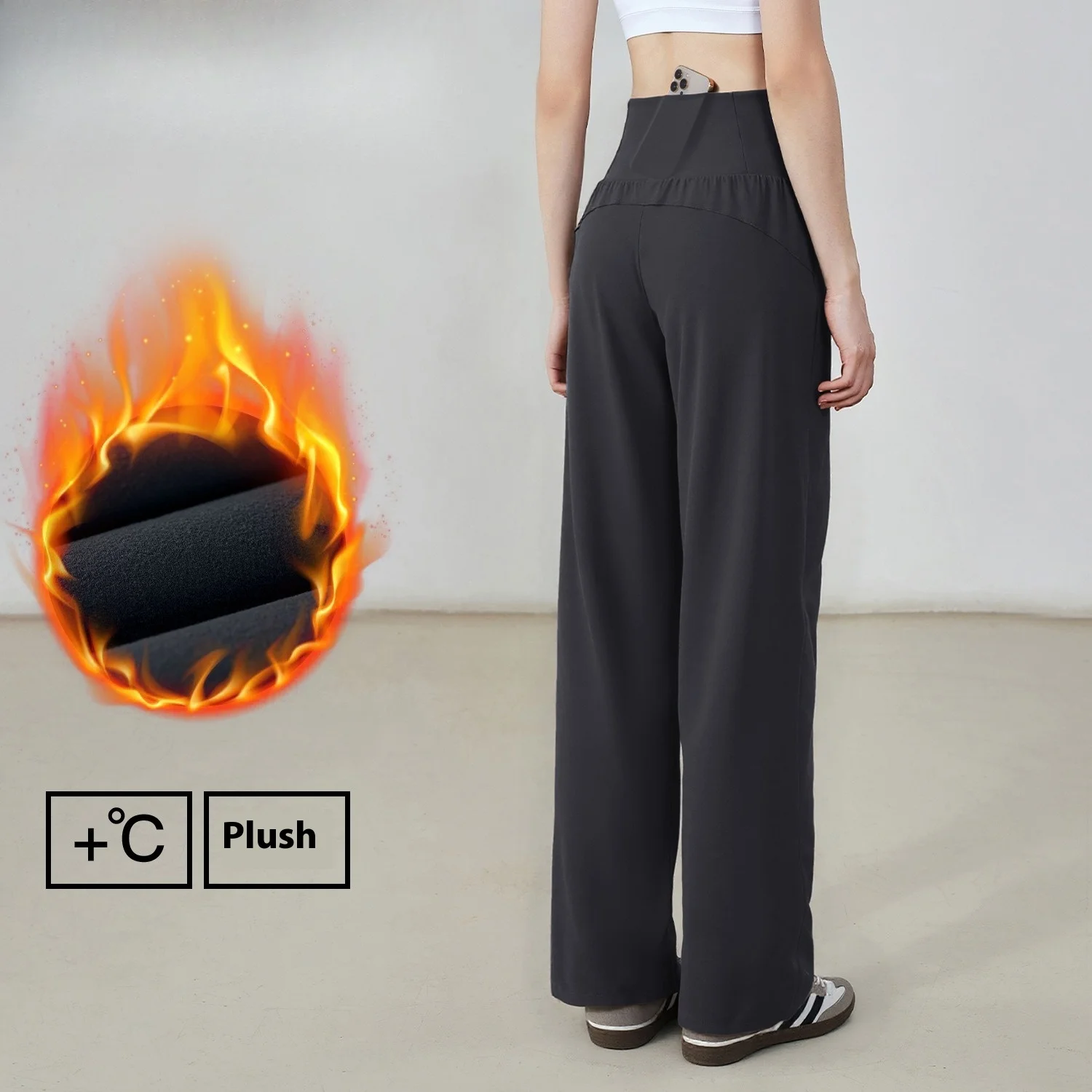 Fleece-Lined Wide Leg Yoga Pants for Women – High Waist, Loose Fit, Breathable & Flattering for Casual & Workout