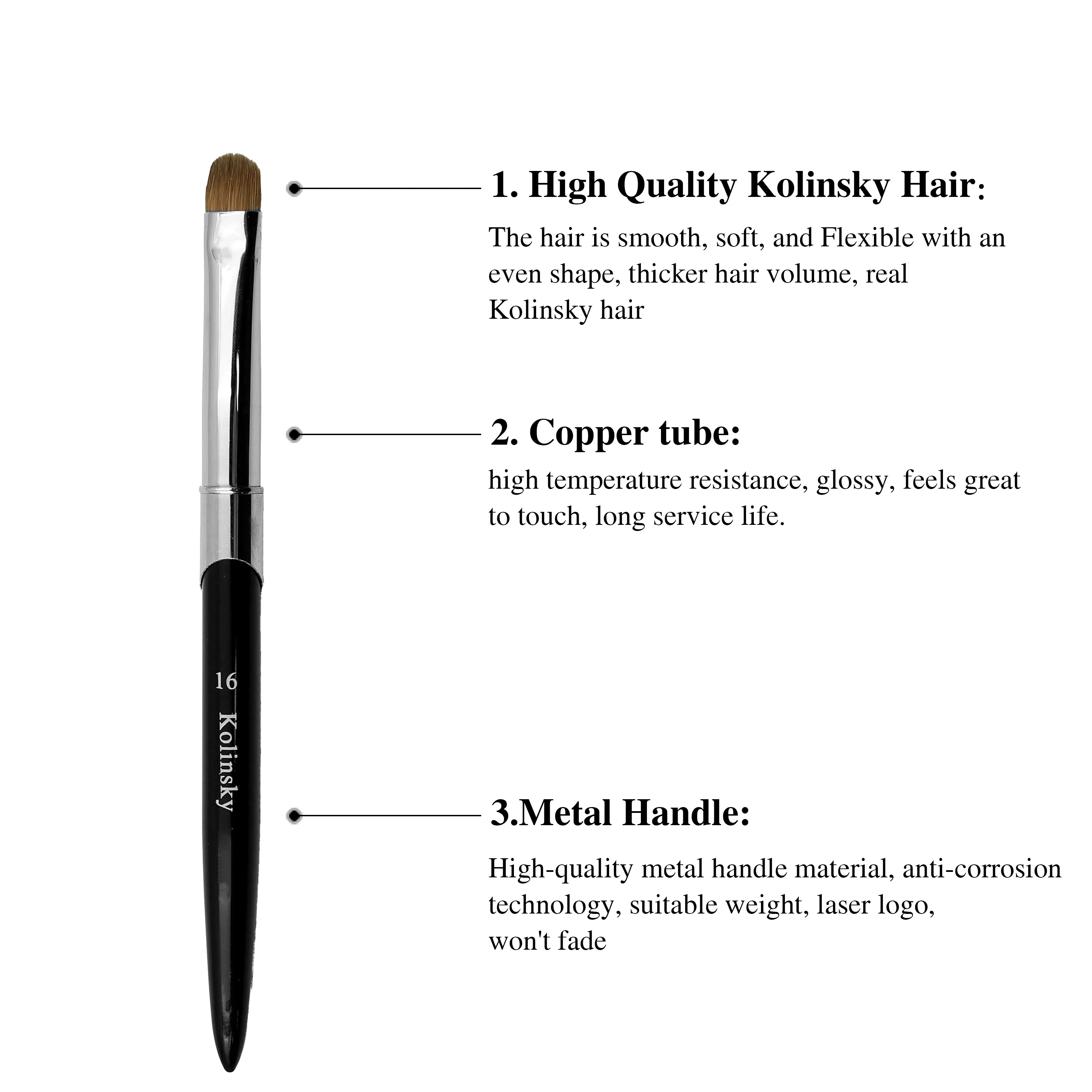 Wholesale High Quality 100% Kolinsky French Tip Nail Art Brush Metal Handle Wide Flat Acrylic Paint Brush for Manicure French