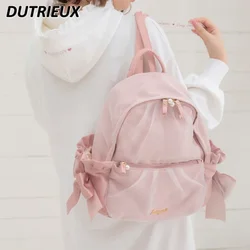 Mochilas estilo japonês lolita para mulheres, mochila feminina, bolsa de estudante, suave, doce, bonito arco, malha