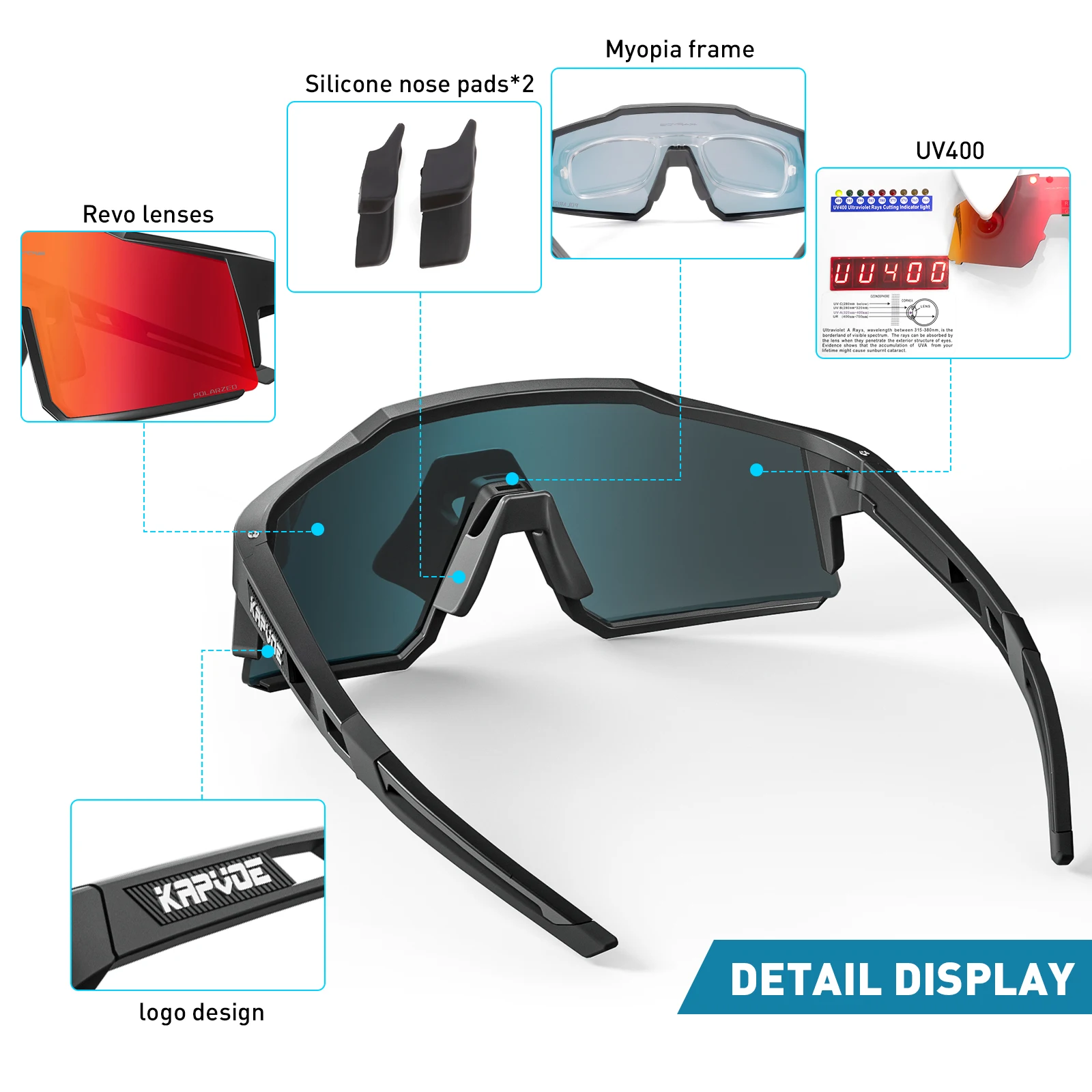 KAPVOE gafas de sol polarizadas para pescar, gafas de ciclismo para bicicleta MTB para hombre UV400, equipo de montaña y carretera, accesorios para deportes al aire libre